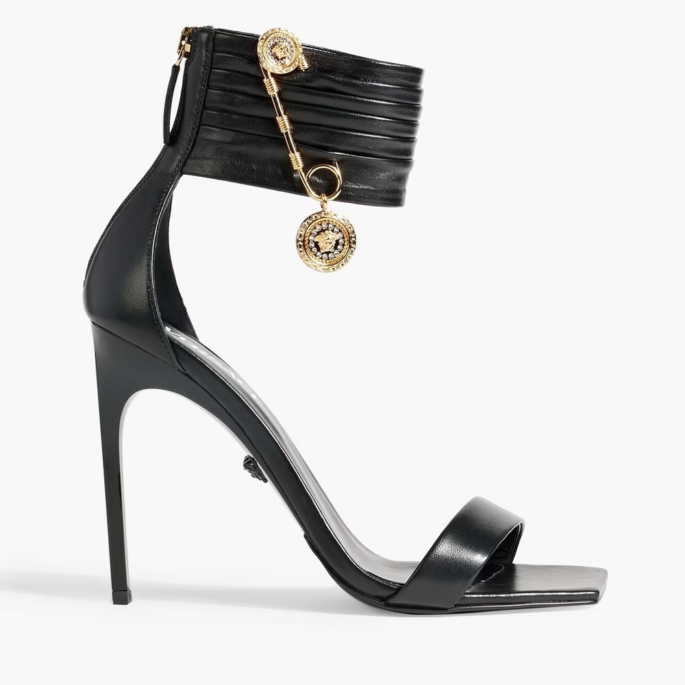 VERSACE Embellished leather sandals